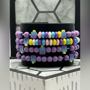 Purple Kawaii Popsicle Theme Bracelet Set - Cute Festival Layered Bracelets Set